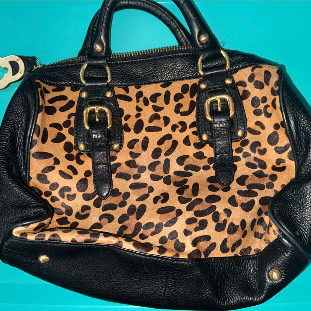 Steve Madden Black and Tan Leopard Shoulder Bag